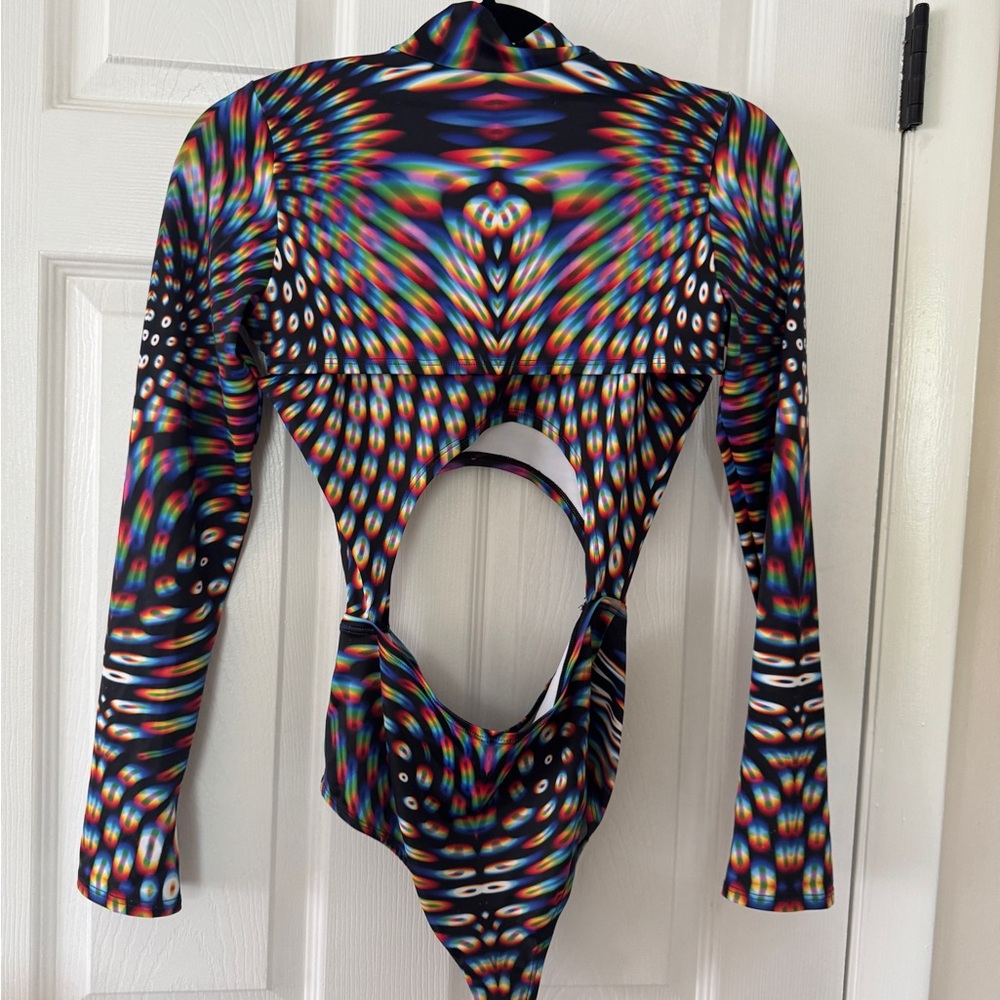 BADINKA pulsar shrug keyhole Bodysuit rave wear size Large - Picture 6 of 11